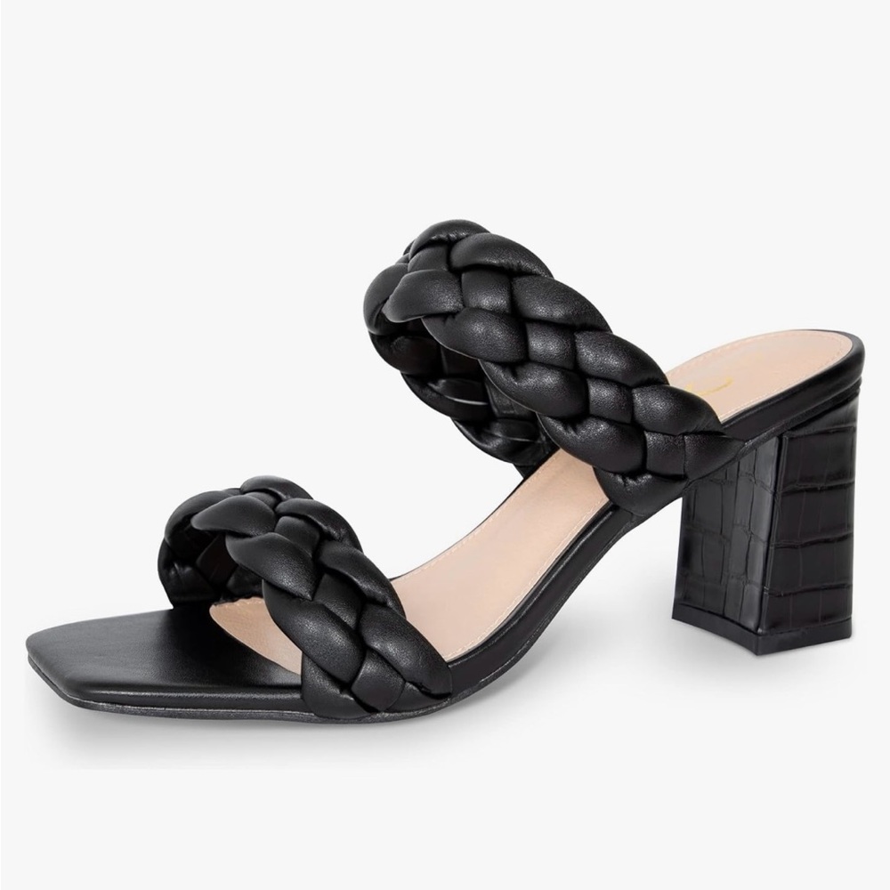 Black Braided Heel Sandal